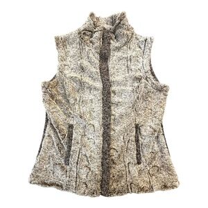 Tribal Luxe Faux Fur Sweater Vest Full Zip Sweater Back Tan Brown Size M